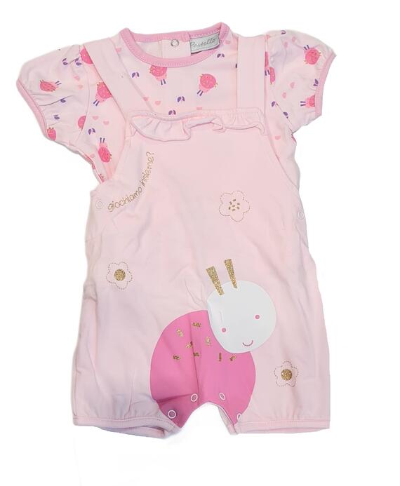 BABY GIRL'S 1-12 MONTHS SL1AC PASTEL OVERALL SET